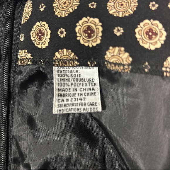 Talbots Silk Skirt Women’s 12 Black Gold Print Career Casual Invisible Zip - Picture 10 of 11